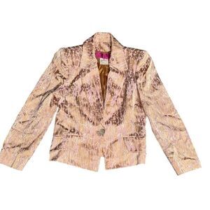 Women’s CHRISTIAN LACROIX 1990s 1 button gold & pink abstract blazer USA size 6